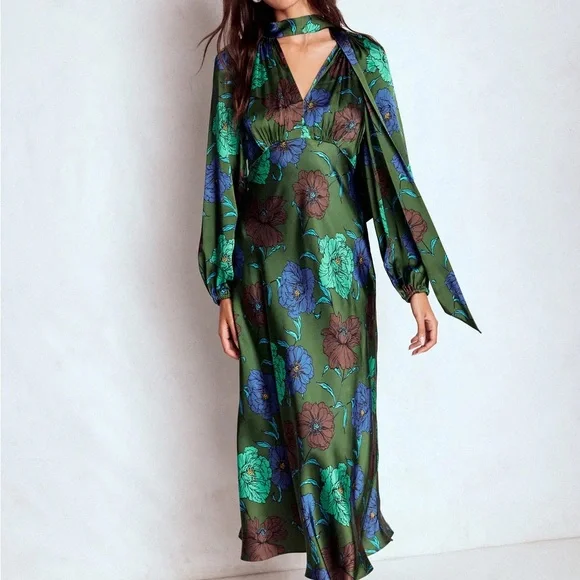 Boden Green Floral Midi Dress - Picture 2 of 3